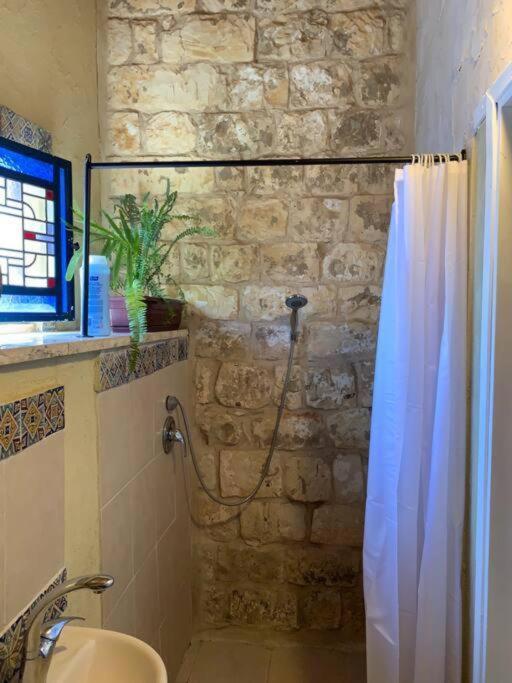 בית האבן העתיק מ-1885 עם מגונית פרטית בחצר روش بينا المظهر الخارجي الصورة